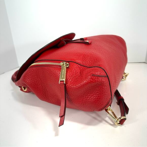 Michael Michael Kors Viv Large Convertible Pebble Leather Backpack Red Handbag - Picture 10 of 12